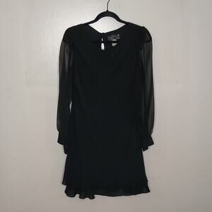 Hampton petite women's size 12 black dress with sheer sleeves.
